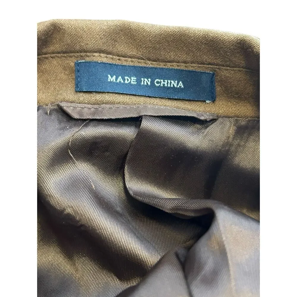 LAUREN RALPH LAUREN 100% Wool Mens 46R Blazer Suit Jacket Brown Tortoise Buttons